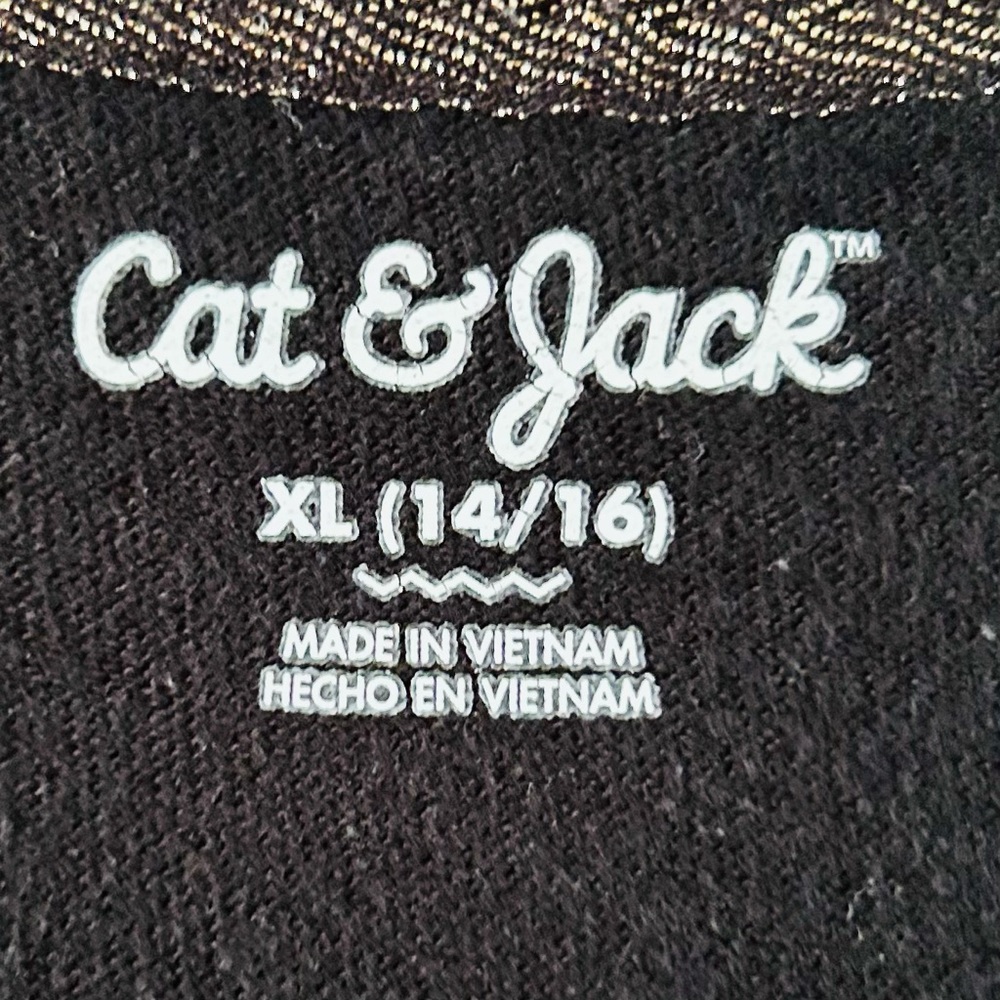 Cat&Jack Black Metallic Gold Snowflakes Holiday Winter Knit Dress, Sz 14 16 - Picture 4 of 8